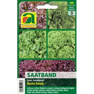 Austrosaat Saatband Bunte Salate: 5 verschiedene Schnittsalat Sorten im Set.