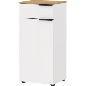 Germania Schrank 6005-633 in Weiß/Eiche, 39x85x34 cm, mit Schublade und Tür.