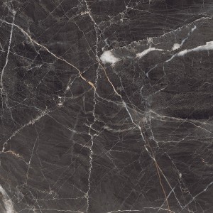 Feinsteinzeug Bodenfliese Eleganza, 60x60 cm, matte, dunkle Marmor Optik für Innenräume.