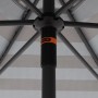 Detailaufnahme: Doppler Marktschirm MyZone blau-grau, Fokus auf Mast und Streben.