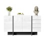 okwish Sideboard mit 2 Türen 4 Schubladen Wohnzimmer Esszimmer 150x40x80cm Weiß_9