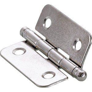 Vernickeltes Hettich Zierscharnier, 40x35 mm, für Möbelbeschläge mit Zierkopf.