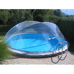 Transparente Chemoform Pool-Abdeckung Cabrio Dom für runde Pools, Ø 360 cm x 145 cm.