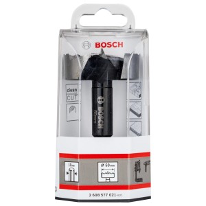 Bosch Forstnerbohrer Ø 50 mm in transparenter Verpackung. Geeignet für präzise Bohrungen in Holz.