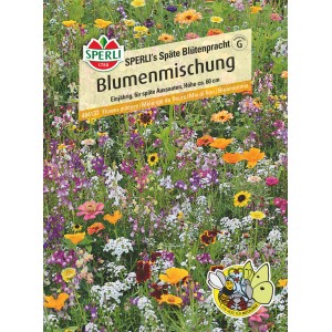 Samenpackung Sperli's Späte Blütenpracht Blumenmischung mit bunten Sommerblumen.