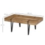 HOMCOM Couchtisch im Industrie-Design: naturholzfarbene MDF-Platte, schwarze geschwungene Metallbeine. Maße 105x60x42cm.