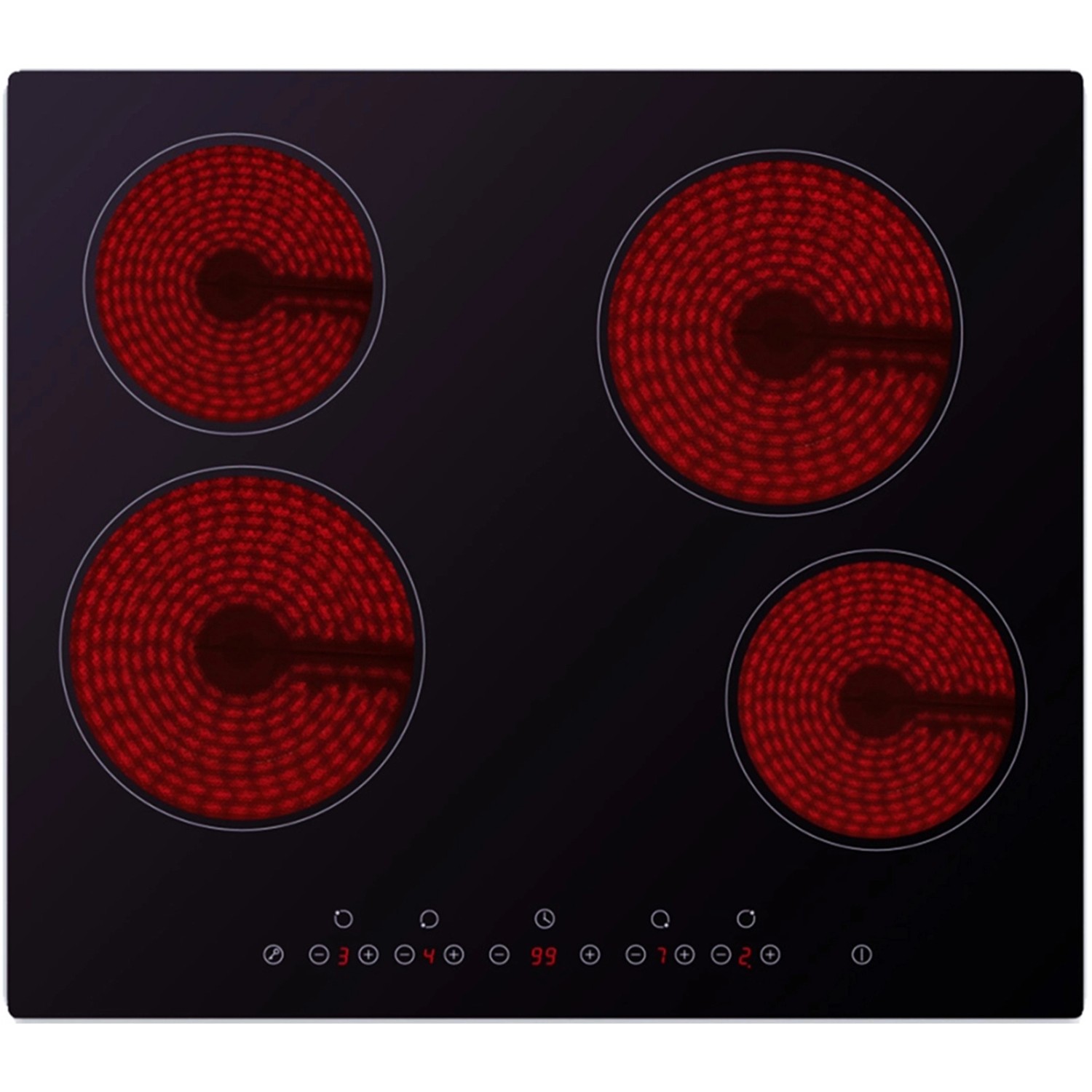 Flex-Well Glaskeramikkochfeld KF4N für Einbauküche Arizona mit 4 Kochzonen.