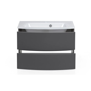 Held Möbel Einzelwaschtisch Salerno, 80 cm, Grau Matt, mit Softclose und weißem Waschbecken.