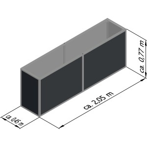KGT Aluminium-Hochbeet 210, 2,05x0,45m, Profilsystem pressblank. Metall-Hochbeet für Garten, Terrasse oder Balkon.