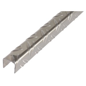 U-Profil aus Aluminium, 23,5x23,5x1000 mm, mit Riffelblechmuster.