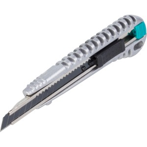 Wolfcraft Metall-Abbrechklingenmesser 9 mm mit schwarzer Profi-Klinge.