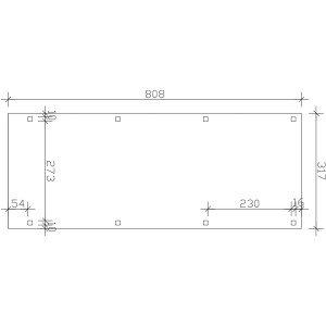 Technische Zeichnung des Skan Holz Carport Fichtelberg mit Maßangaben.