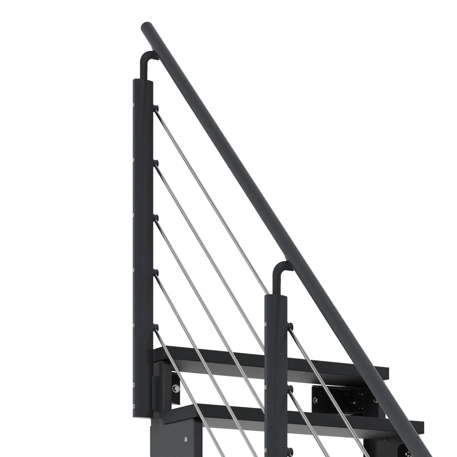 Außentreppe Freistehend Premium Stahlwangen -Treppe 12 Stufen Breite 60- 140cm Höhe 228cm Außen Geländer Mierzwa Außentreppe