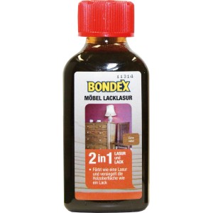 Bondex Möbel Lack-Lasur Eiche Mittel, 150ml Flasche. Holzlasur für Möbel und Innentüren.