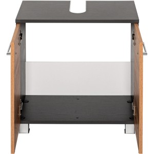 Held Möbel Waschbeckenunterschrank Molina, 60 cm, Wotaneiche/Graphitgrau, mit offenen Türen.