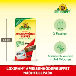 Neudorff Loxiran Ameisen-Köder Nachfüllpack mit 2 Flaschen zur Ameisenbekämpfung im Haus und Garten.