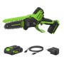 Greenworks Akku-Kettensäge-Set CS1522GA2 mit 15 cm Schwert, Akku und Ladegerät.
