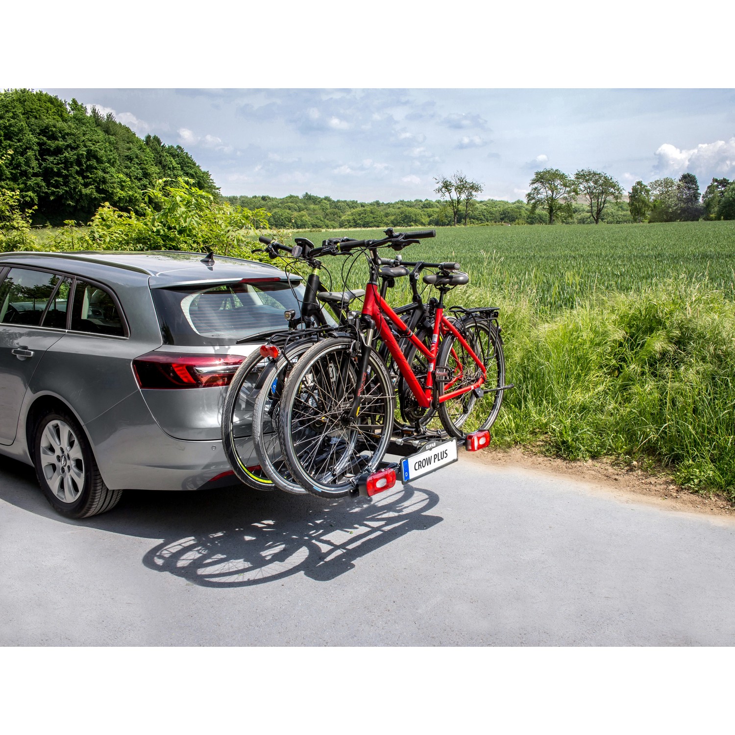 Eufab Crow Plus Fahrradträger mit Erweiterung für 3 Fahrräder am Auto.