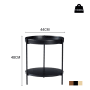 okwish Couchtisch mit Massivholz Metall Wohnzimmer 2-stöckig Rundtisch 44x44x48cm Schwarz_5
