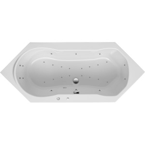 Ottofond Whirlpool Ravenna Premium, 190x80 cm, weiße Acryl Badewanne mit Hydromassage-Düsen.
