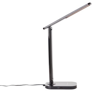 Schwarze LED-Tischleuchte Vicari von Brilliant mit Touchdimmer und USB-Anschluss.