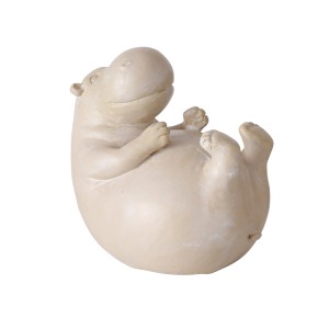 Beige Boltze Hippo Figur, 12cm, liegend. Dekorative Tierfigur für Wohnräume.