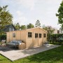 Timbela Gartenhaus M333 aus Holz, 19,77 m², mit Fenstern und Doppeltür
