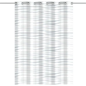 Eisl Textil Duschvorhang White Wave, 180x200 cm, mit Wellenmuster und Chrom-Ösen.