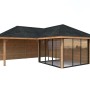 Palmako Pavillon Bianca Set212 mit Schiebetüren, braun tauchgrundiert, 588x588 cm.