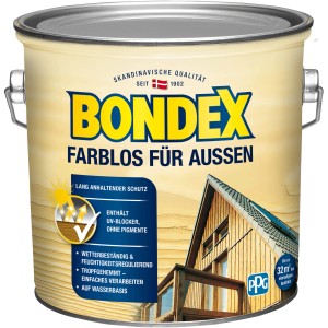 Dose Bondex Farblos für Aussen Holzlasur, farbloser Holzschutz für den Aussenbereich.