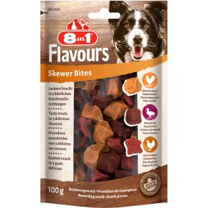 8in1 Skewer Bites Flavours, 100g, Hunde-Snack mit Hähnchen-, Entenbrust und Hühnerleber.