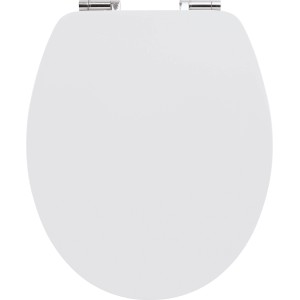 Weißer baliv WC-Sitz Tonda mit Absenkautomatik und MDF-Holzkern, Ansicht von oben.