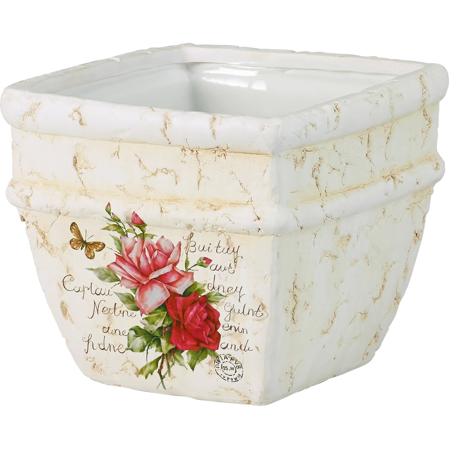 Deko-Pflanztopf mit Rosenmotiv 11 cm x 12 cm x 12 cm kaufen bei OBI