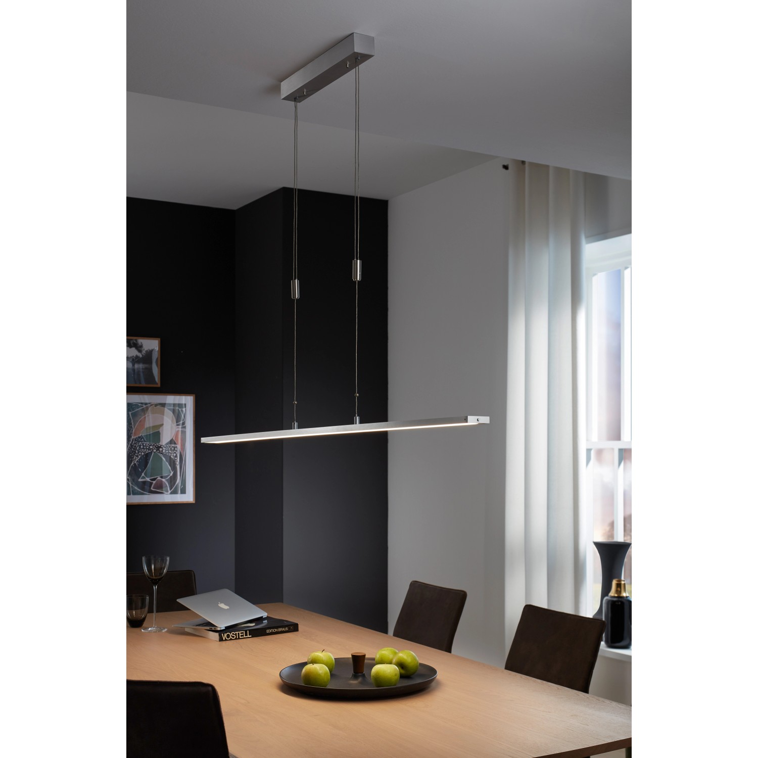 LED 30W Längliche Pendelleuchte Esstisch Hängelampe Dimmbar Modern Höhenverstellbar Weiß Hängeleuchte Pendellampe Esszimmer Mit Den Fernbedienung Deckenleuchte