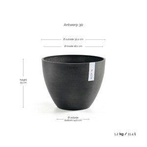 Ecopots Pflanztopf Antwerp Dunkelgrau 30 cm