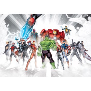 Komar Fototapete Avengers Unite mit Hulk, Iron Man und weiteren Superhelden.
