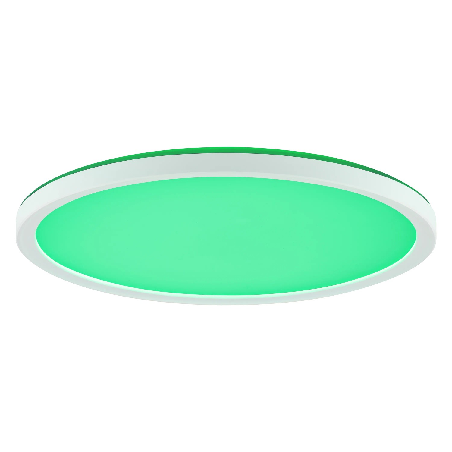 Weiße LED Deckenleuchte Velion, Ø 29,3 cm mit grünem Licht, dimmbar.