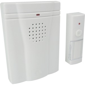 REV Funk-Gong Pylon Weiß mit Klingeltaster, max. 50m Reichweite.