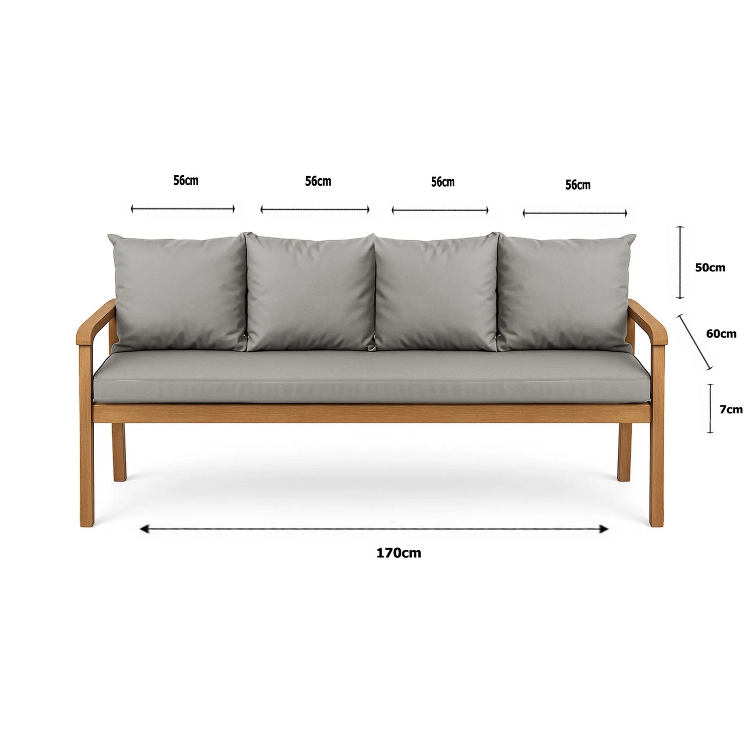 Graues Setgarden Bankkissen-Set für 3-Sitzer Gartenbank, bestehend aus Sitz- und Rückenkissen.
