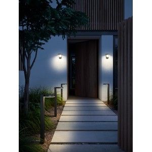 Nordlux Rica Solar-LED-Wandleuchte, schwarz, beleuchtet Hauseingang und Gartenwege.