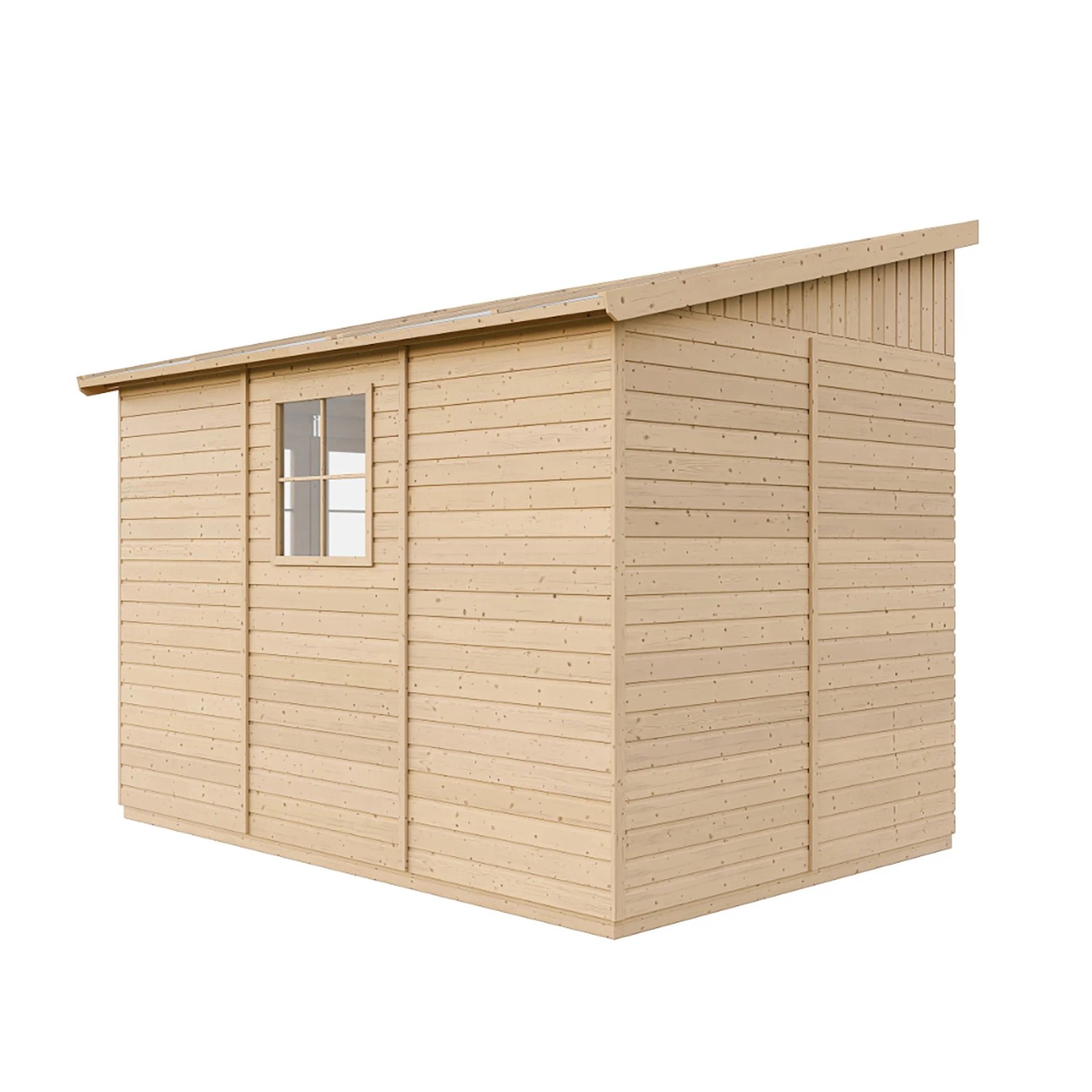 Timbela Anbau-Gartenhaus Holz M339+M339G 6 m² ohne Seitenwand mit Boden_6