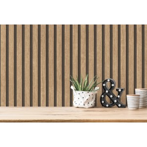 A.S. Création Vliestapete Holzpaneele in Braun mit Holzoptik für die Wandgestaltung.