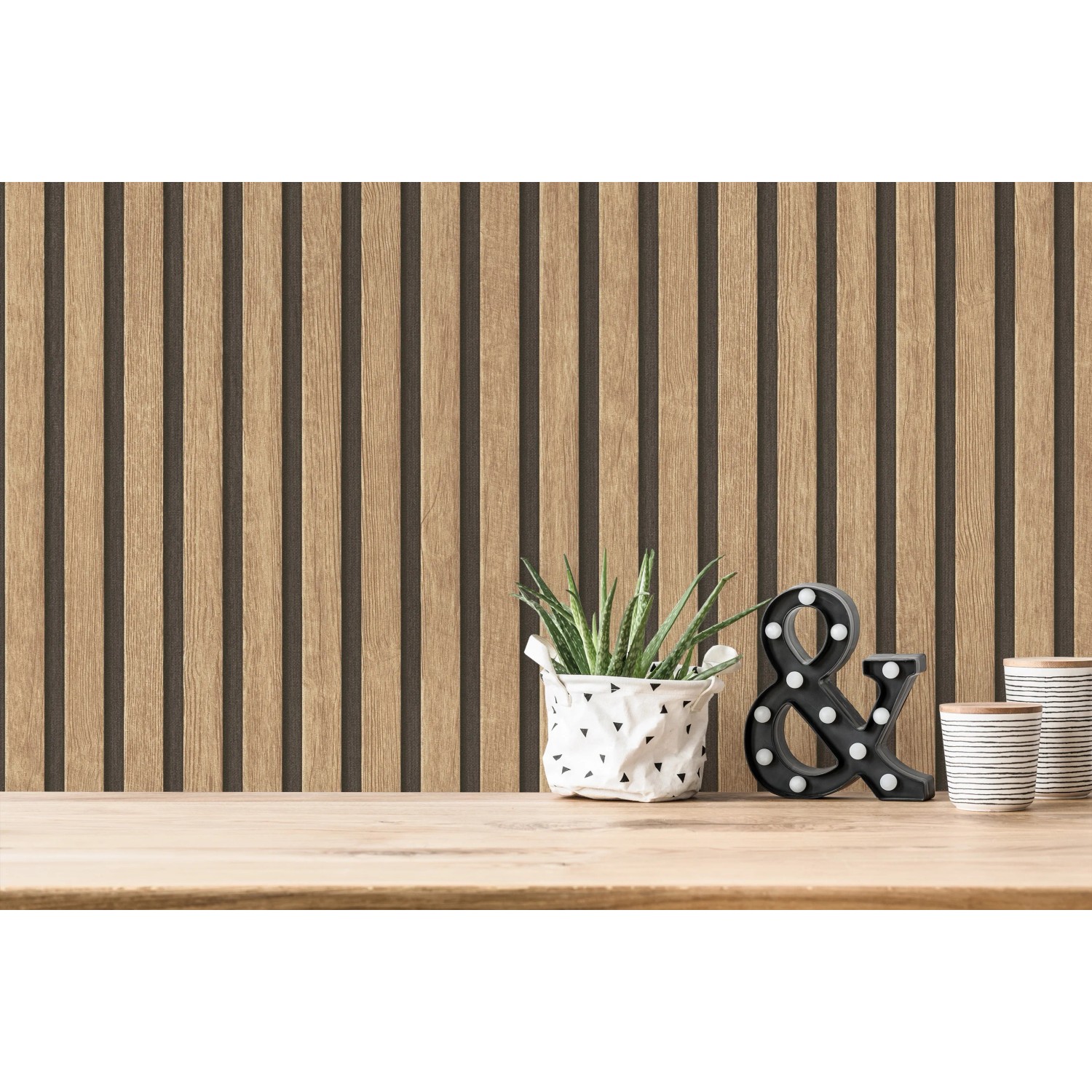 A.S. Création Vliestapete Holzpaneele in Braun mit Holzoptik für die Wandgestaltung.