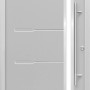 Graue Haustür Thermospace Neapel Prime mit Edelstahlgriff und Glaseinsatz.