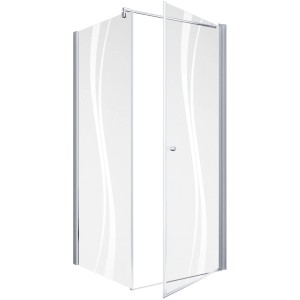 Schulte ExpressPlus Eckdusche mit Drehtür und Seitenwand, Dekor Liane, 80cm.