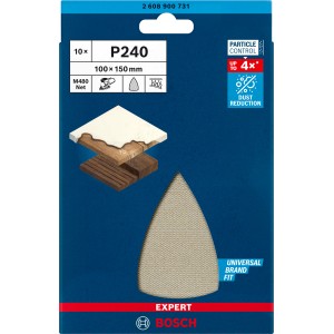 Bosch Expert M480 Netzschleifblatt, 100x150mm, K240, 5 Stück, für Multischleifer. Staubreduktion bis zu 4x besser.