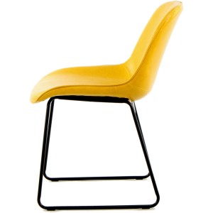 Gelber Kayoom Stuhl Cora im 2er-Set, Polsterstuhl mit schwarzem Metallgestell.