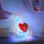 Globo Tischleuchte Brondar Bär mit Kristall-Effekt und rotem Herz, LED Design-Tischlampe.