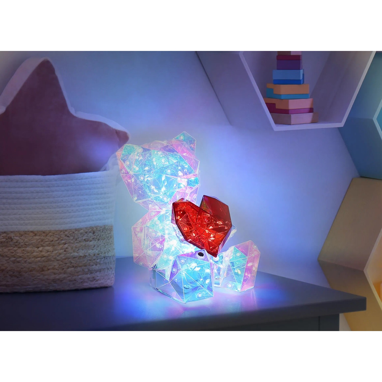 Globo Tischleuchte Brondar Bär mit Kristall-Effekt und rotem Herz, LED Design-Tischlampe.