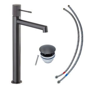 Schöner Wohnen Waschtischarmatur Kadia Industrial, Auslauf 24,2cm, mit Ablaufgarnitur und Anschlussschläuchen.